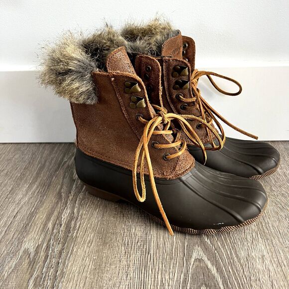 Sperry Top-sider Water Duck Boot Suede Faux Fur - Picture 1 of 10